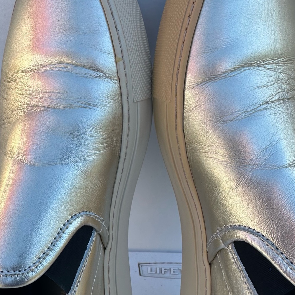 Woman By Common Projects Slip-On Sneaker Leather Metallic Gold Size 40. View 6